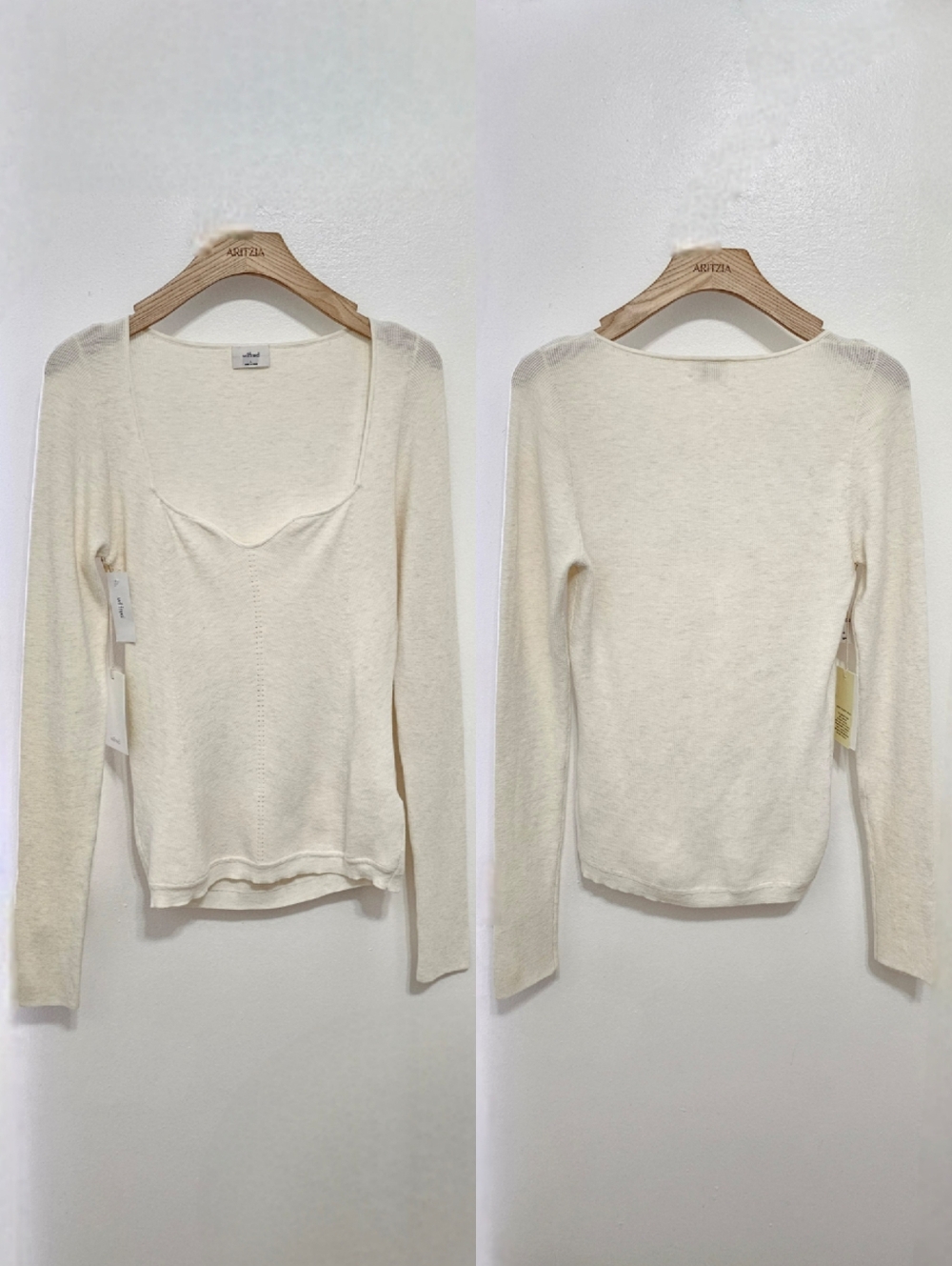 Aritzia Wilfred Heather Birch Tuscany Long Sleeve Knit Top - Picture 9 of 16